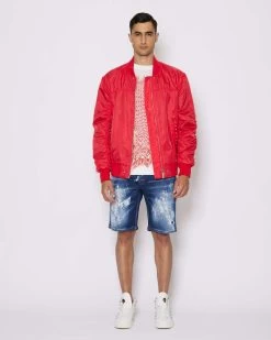 John Richmond Bermuda In Denim Con Lacerazioni Effetto Used