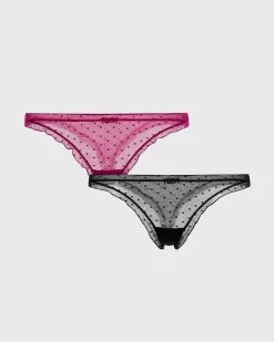 Bipack Di Slip Con Ricamo A Pois