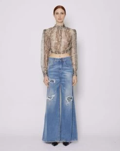 John Richmond Blusa Crop Con Pattern