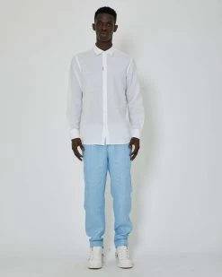 John Richmond Camicia Basic In Lino Con Placca Metallica Sul Davanti