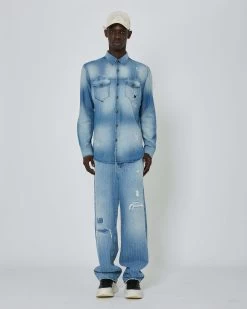 John Richmond Camicia In Denim Effetto Strappato
