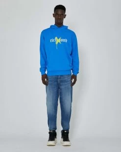 John Richmond Felpa Con Cappuccio E Stampa Sul Davanti