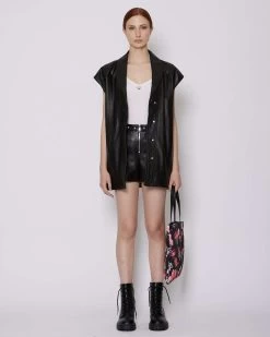 John Richmond Shorts In Pelle Con Applicazioni