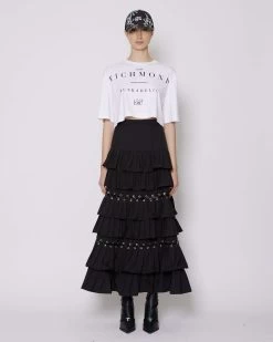 John Richmond T-shirt Cropped Con Logo Sul Davanti